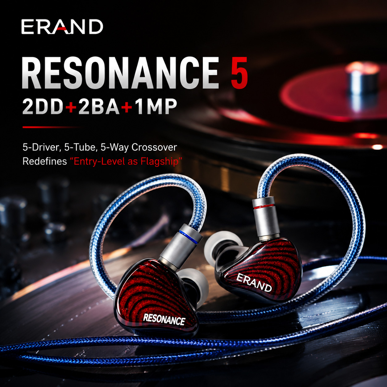 ERAND RESONANCE 5 RED 2DD+2BA+ - Planar Magnetic Iem Earphones のレビューと価格
