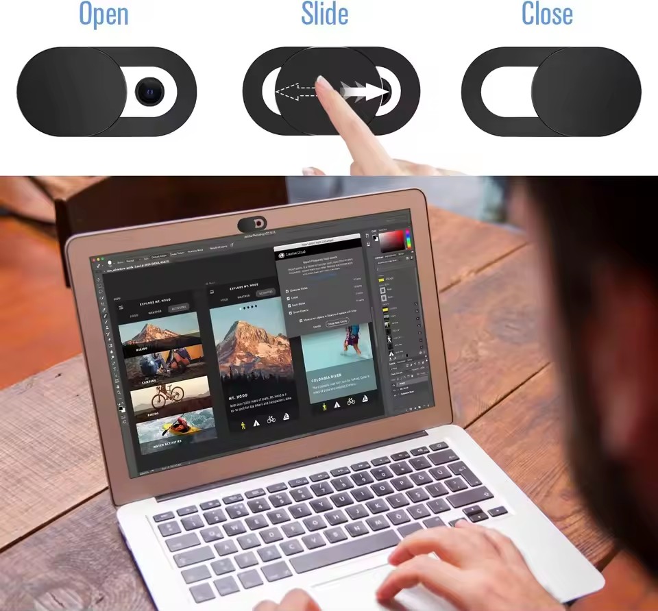 プラスチック製カメラカバー、シャッター付き、磁石式スライダー - Tablets のレビューと価格